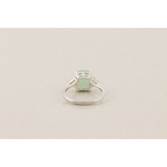 Sterling Silver Green Quartz and Cubic Zirconia Ring Size 8 1/4 Vintage Avon - Picture 6 of 7